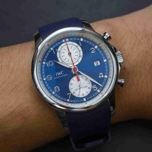 2018 Latest Update Classic IWC Portugieser Yacht Club Chronograph Blue And White Dial Replica Watch Introduce