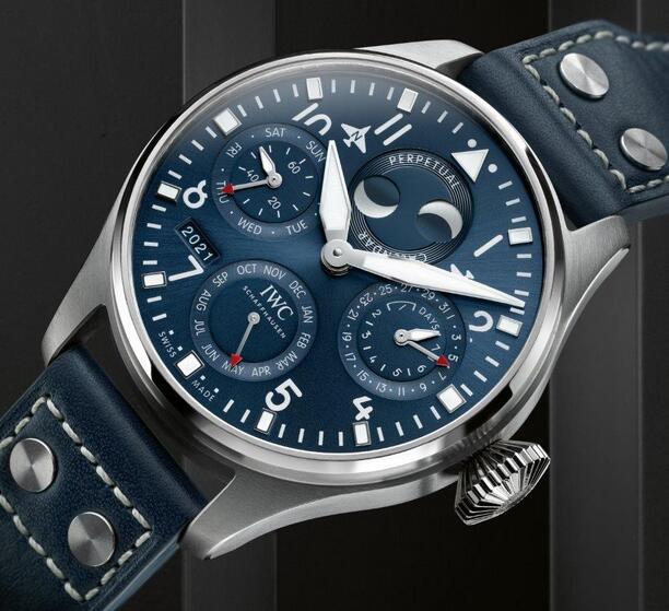 Replica IWC Big Pilot Perpetual Calendar Blue Dial Steel 46.2mm IW503605 Watch Review 3